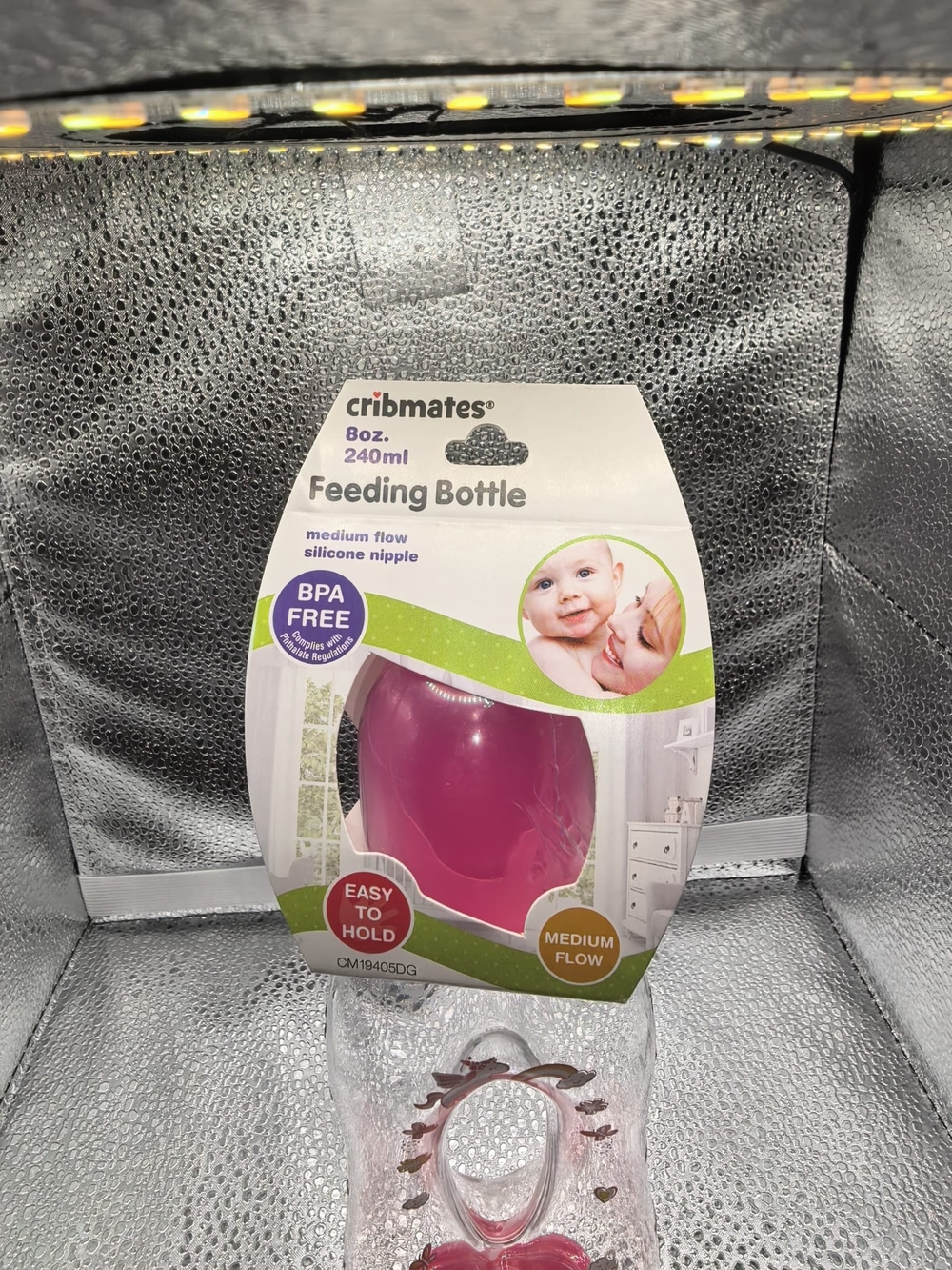 Cribmates Pink 8oz Feeding Bottle - BPA Free, Easy to Hold